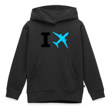 I fly - travel - Sweat Premium à capuche enfant bio - noir - Devant - AI Model Kid Male (0cm)