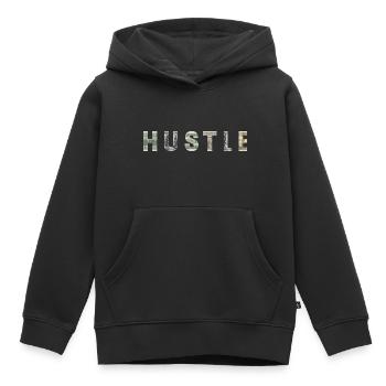Hustle Money Texture Motivation Inspiration - Sweat Premium à capuche enfant bio - noir - Devant - AI Model Kid Male (0cm)