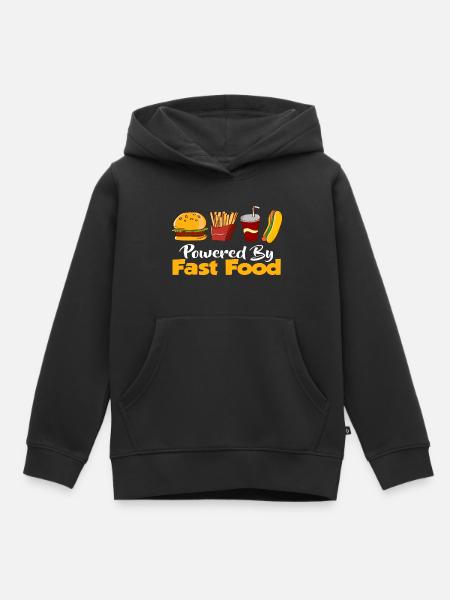 Powered by Fast Food - Kinder Premium Organic Hoodie - Schwarz