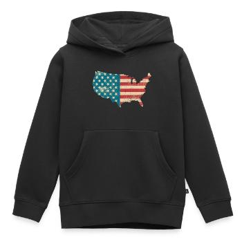 Amerika Vintage Flagge - United States - USA-Land - Sweat Premium à capuche enfant bio - noir - Devant - AI Model Kid Male (0cm)
