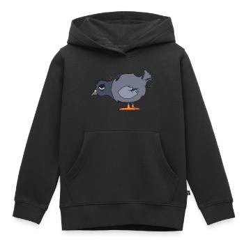 Pigeon fatigué - Sweat Premium à capuche enfant bio - noir - Devant - AI Model Kid Male (0cm)