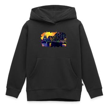 Vue de la cathédrale de Cologne Popart - Sweat Premium à capuche enfant bio - noir - Devant - AI Model Kid Male (0cm)