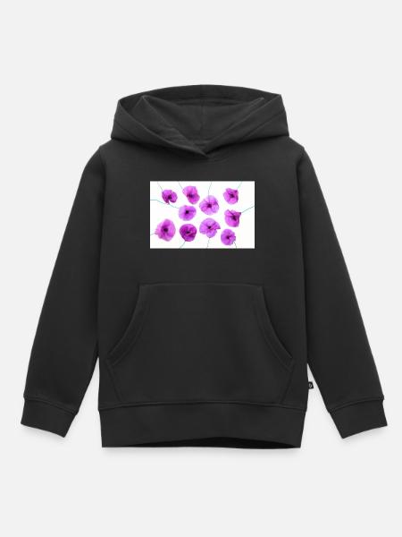 MOHNBLUME Lila - Kinder Premium Organic Hoodie - Schwarz