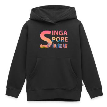 Singapour - Sweat Premium à capuche enfant bio - noir - Devant - AI Model Kid Male (0cm)