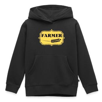 FARMER - Vintage - Sweat Premium à capuche enfant bio - noir - Devant - AI Model Kid Male (0cm)