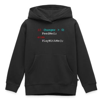 Wenn Hunger mich füttert, sonst spiel mit mir - JavaScript - Kinder Premium Organic Hoodie - Schwarz - Vorne - AI Model Kid Male (0cm)