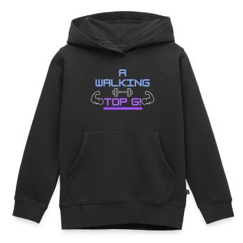 Un Walking Top G! - Sweat Premium à capuche enfant bio - noir - Devant - AI Model Kid Male (0cm)