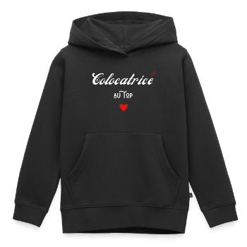 colocatrice au top idée cadeau - Sweat Premium à capuche enfant bio - noir - Devant - AI Model Kid Male (0cm)