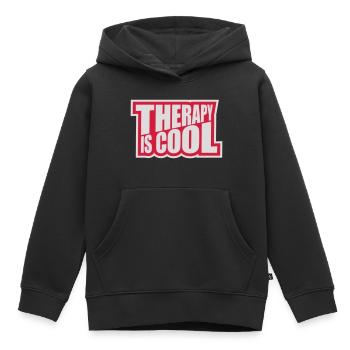 therapy is cool Quote - Kids Premium Organic Hoodie - black - Front - AI Model Kid Male (0cm)