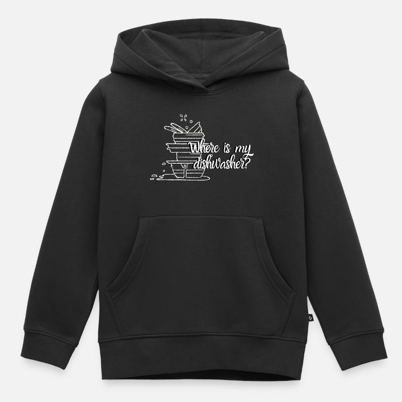 Où est mon lave-vaisselle? - Sweat Premium à capuche enfant bio - noir