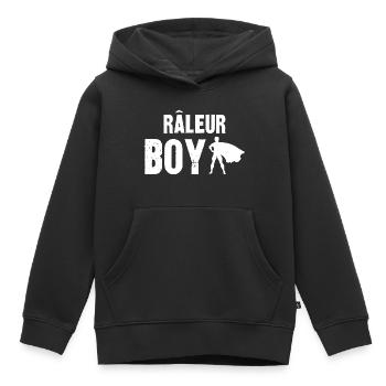 râleur boy - Sweat Premium à capuche enfant bio - noir - Devant - AI Model Kid Male (0cm)