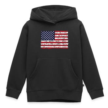 DRAPEAU DE L’AMÉRIQUE rétro - Sweat Premium à capuche enfant bio - noir - Devant - AI Model Kid Male (0cm)
