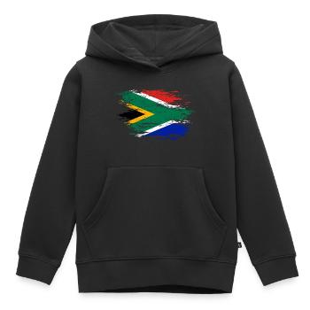 Drapeau de l’Afrique du Sud utilisé - Sweat Premium à capuche enfant bio - noir - Devant - AI Model Kid Male (0cm)