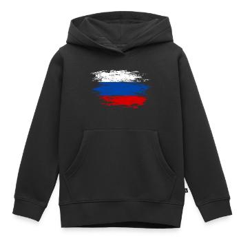 Drapeau russe utilisé - Sweat Premium à capuche enfant bio - noir - Devant - AI Model Kid Male (0cm)