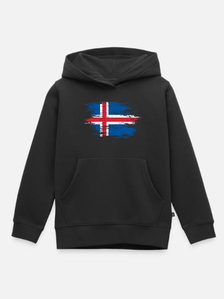 Island Flagge used - Kinder Premium Organic Hoodie - Schwarz