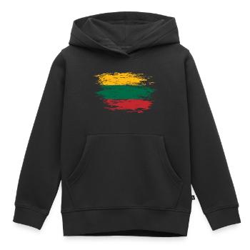 Litauen Flagge used - Kinder Premium Organic Hoodie - Schwarz - Vorne - AI Model Kid Male (0cm)