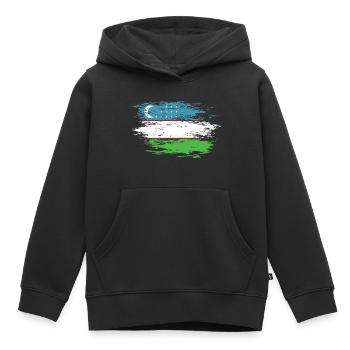 Uzbekistan Flagge used - Kinder Premium Organic Hoodie - Schwarz - Vorne - AI Model Kid Male (0cm)
