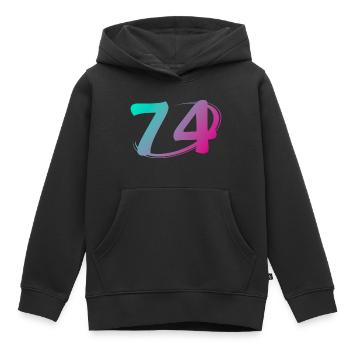 Nummer 74 mehrfarbig - Kinder Premium Organic Hoodie - Schwarz - Vorne - AI Model Kid Male (0cm)