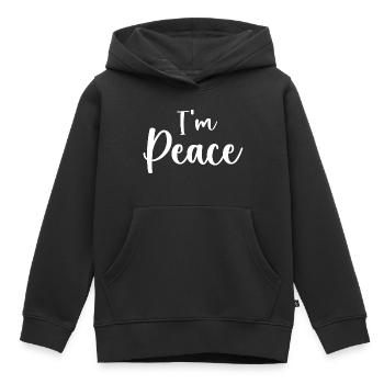 Ich komme in Frieden Ich bin Frieden Lustiges Paar - Kinder Premium Organic Hoodie - Schwarz - Vorne - AI Model Kid Male (0cm)