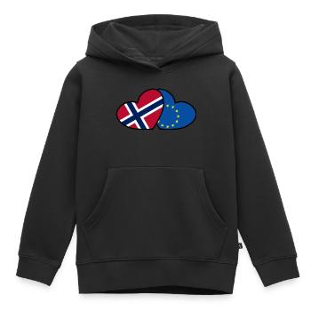 Norvège <3 UE - Sweat Premium à capuche enfant bio - noir - Devant - AI Model Kid Male (0cm)