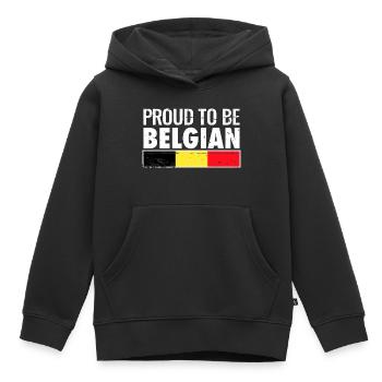 Fier d’être le drapeau belge belge - Sweat Premium à capuche enfant bio - noir - Devant - AI Model Kid Male (0cm)