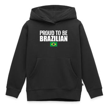 Fier d’être brésilien Brésilien Brésil - Sweat Premium à capuche enfant bio - noir - Devant - AI Model Kid Male (0cm)