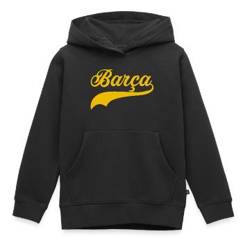 barca swoosh vintage - Sweat Premium à capuche enfant bio - noir - Devant - AI Model Kid Male (0cm)