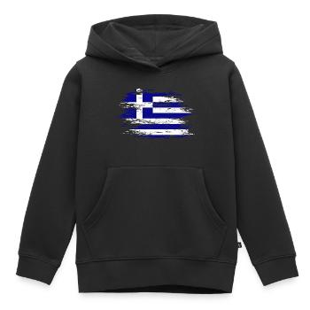 Griechenland Flagge used - Kinder Premium Organic Hoodie - Schwarz - Vorne - AI Model Kid Male (0cm)