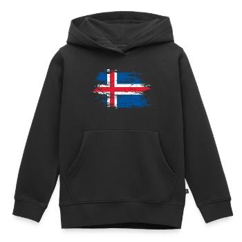 Iceland used - Kids Premium Organic Hoodie - black - Front - AI Model Kid Male (0cm)