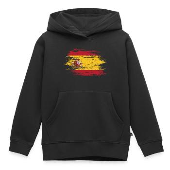 Espagne utilisé - Sweat Premium à capuche enfant bio - noir - Devant - AI Model Kid Male (0cm)