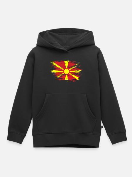 Mazedonien Flagge used - Kinder Premium Organic Hoodie - Schwarz