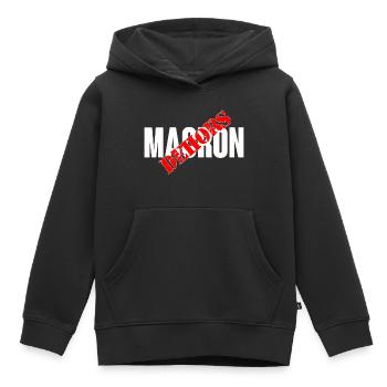 Macron dehors - Sweat Premium à capuche enfant bio - noir - Devant - AI Model Kid Male (0cm)