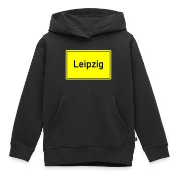 Town sign Leipzig - Kids Premium Organic Hoodie - black - Front - AI Model Kid Male (0cm)