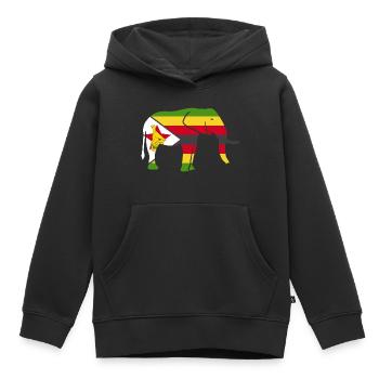 Zimbabwe Drapeau Pays Nationalité Zimbabwe - Sweat Premium à capuche enfant bio - noir - Devant - AI Model Kid Male (0cm)