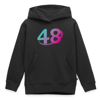 Nummer 48 mehrfarbig - Kinder Premium Organic Hoodie - Schwarz - Vorne - AI Model Kid Male (0cm)