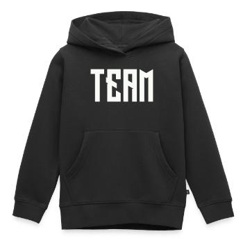 TEAM Blockschrift  - Kinder Premium Organic Hoodie - Schwarz - Vorne - AI Model Kid Male (0cm)