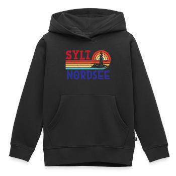 Vacances à la mer du Nord SYLT ÎLE DE LA MER DU NORD Fun - Sweat Premium à capuche enfant bio - noir - Devant - AI Model Kid Male (0cm)