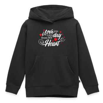 Ich liebe dich jeden Tag, mein Herz, ewige Liebe - Kinder Premium Organic Hoodie - Schwarz - Vorne - AI Model Kid Male (0cm)
