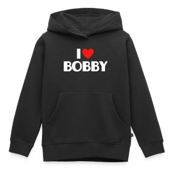 Ich liebe Bobby rotes Herz Retro Statement  - Kinder Premium Organic Hoodie - Schwarz - Vorne - AI Model Kid Male (0cm)