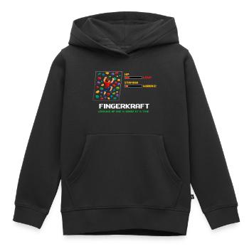 Retro Pixel Art Bouldern: Leveling Up Spruch - Kinder Premium Organic Hoodie - Schwarz - Vorne - AI Model Kid Male (0cm)