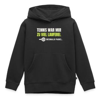 Padel statt Tennis – zu viel Lauferei - Kinder Premium Organic Hoodie - Schwarz - Vorne - AI Model Kid Male (0cm)