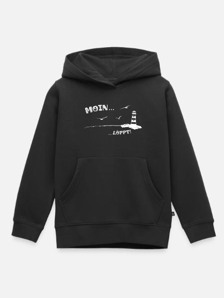 Moin löppt Geschenk Spruch - Kinder Premium Organic Hoodie - Schwarz