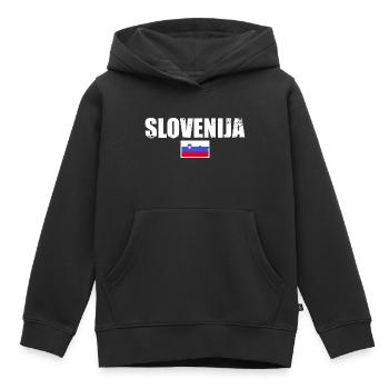 Slovénie Drapeau slovène Drapeau slovène Slovène - Sweat Premium à capuche enfant bio - noir - Devant - AI Model Kid Male (0cm)