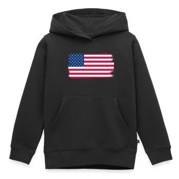 USA Flag America Flag Stars & Stripes Patriot - Sweat Premium à capuche enfant bio - noir - Devant - AI Model Kid Male (0cm)