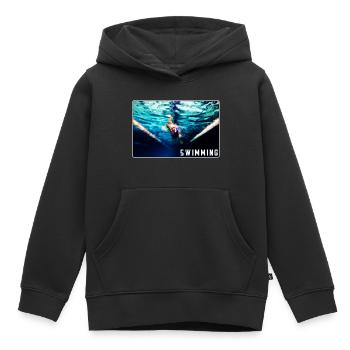 Natation - conception - Sweat Premium à capuche enfant bio - noir - Devant - AI Model Kid Male (0cm)