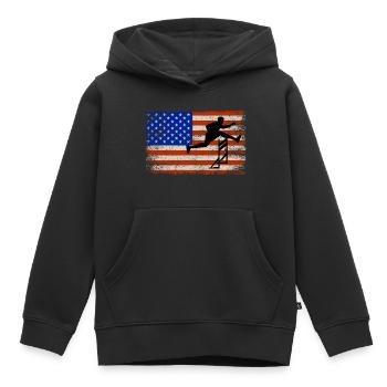 American Flag Hurdles Hurdling Hurdler Patriotic - Kids Premium Organic Hoodie - black - Front - AI Model Kid Male (0cm)