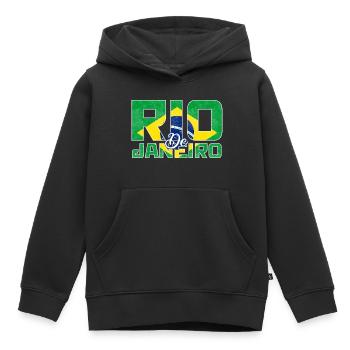 Rio de Janeiro Brésil Drapeau - Sweat Premium à capuche enfant bio - noir - Devant - AI Model Kid Male (0cm)