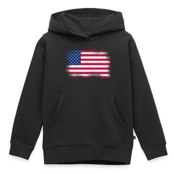 USA Flag America Flag Stars & Stripes Patriot - Sweat Premium à capuche enfant bio - noir - Devant - AI Model Kid Male (0cm)