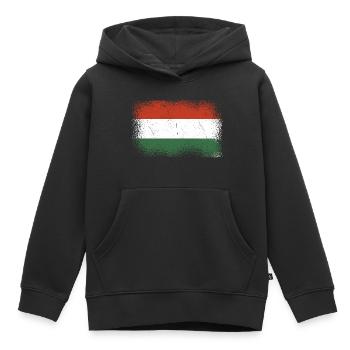 Hongrie Drapeau hongrois Drapeau hongrois Balaton Hongrie - Sweat Premium à capuche enfant bio - noir - Devant - AI Model Kid Male (0cm)