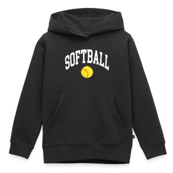 Softball - Sweat Premium à capuche enfant bio - noir - Devant - AI Model Kid Male (0cm)
